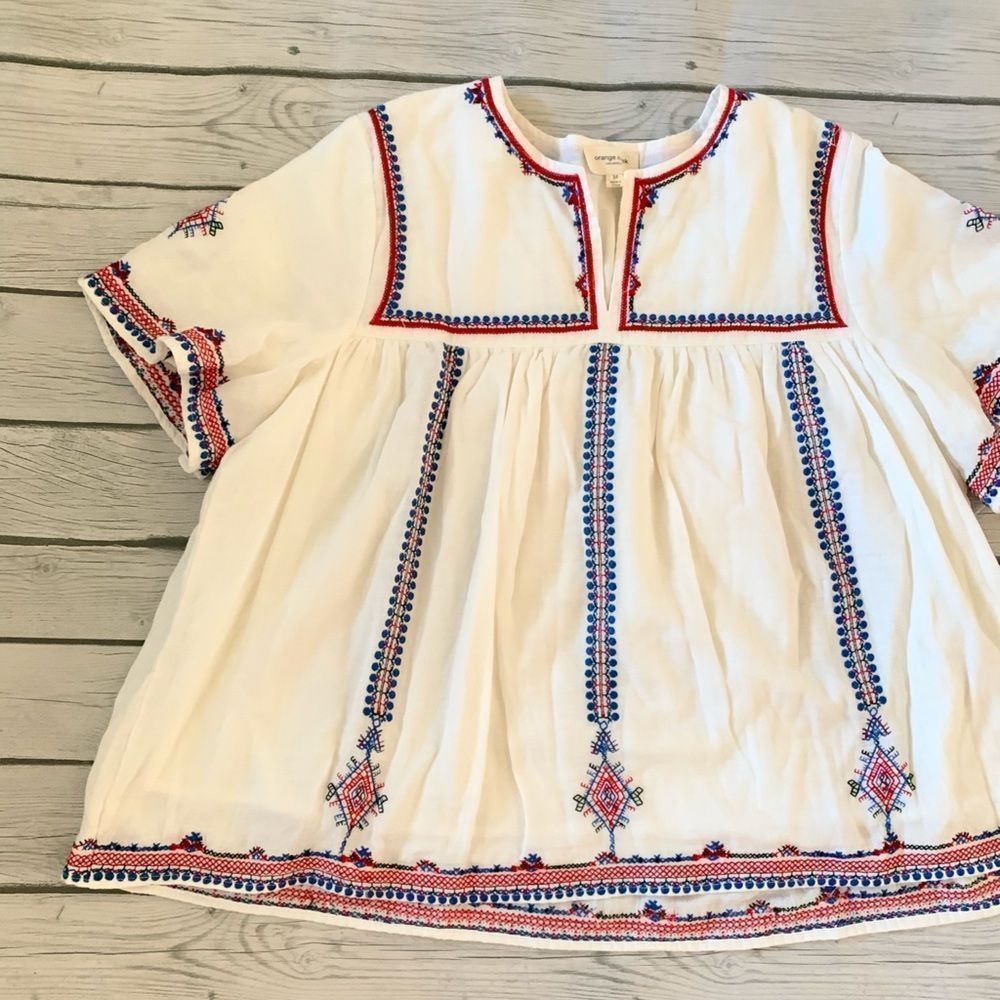 Orange Creek white boho babydoll top-medium - Picture 3 of 8